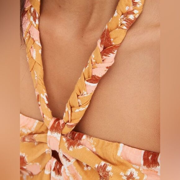 Aerie High Low Halter Maxi Sundress Yellow Size Large NWT - Picture 5 of 10